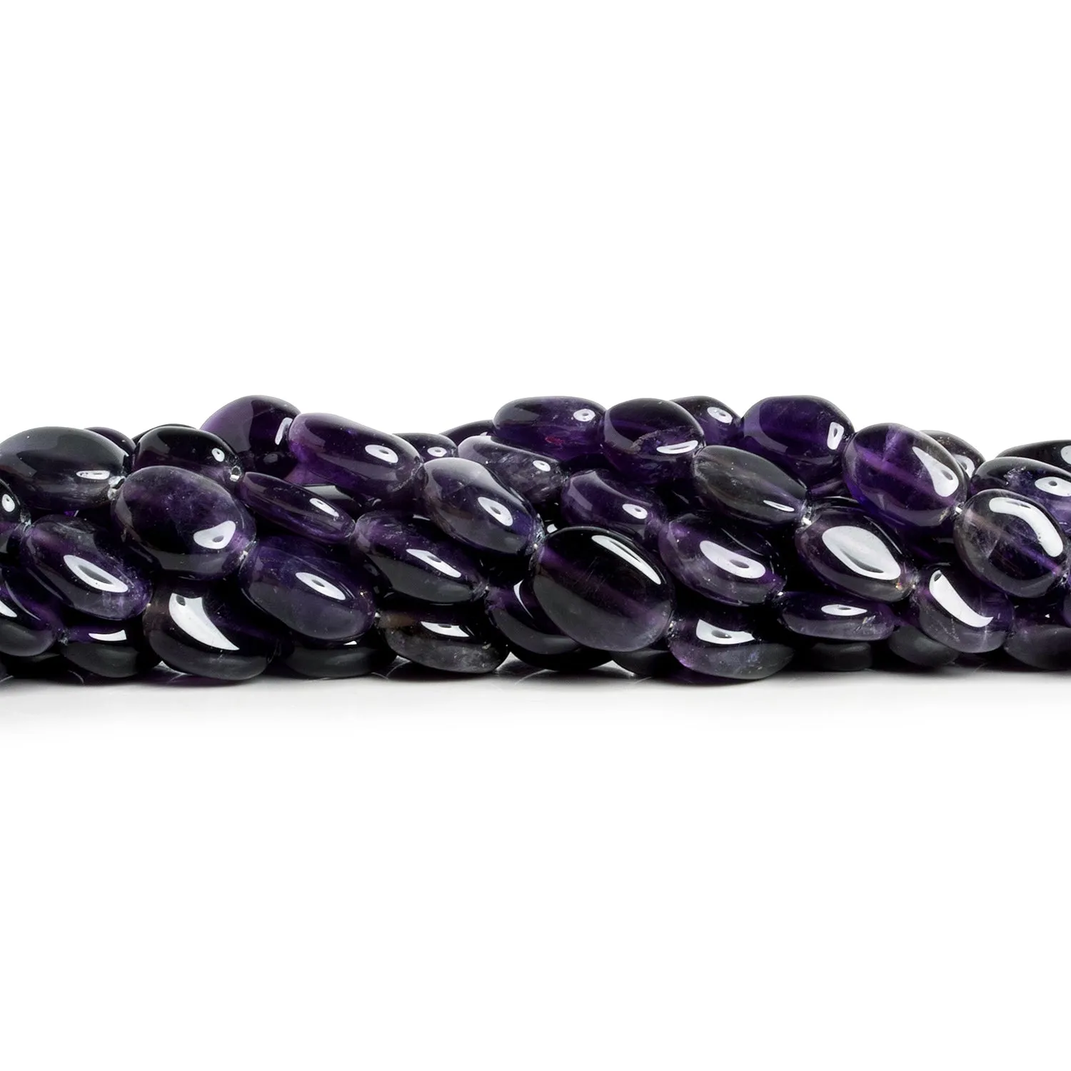 11x8mm Amethyst Plain Ovals 16 inch 35 beads