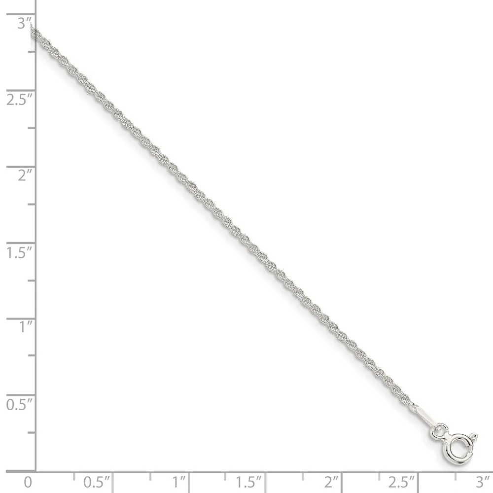 1.3mm Sterling Silver Classic Solid Rope Chain Anklet