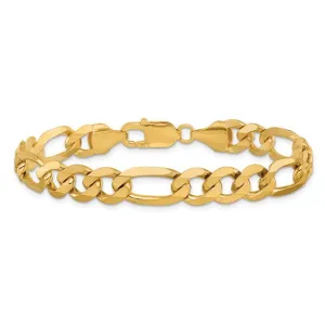 14 KARAT YELLOW GOLD 9MM 8.75 INCH SOLID FIGARO BRACELET