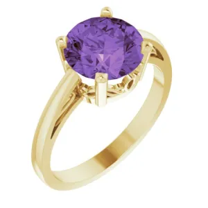 14K Yellow Natural Amethyst Ring