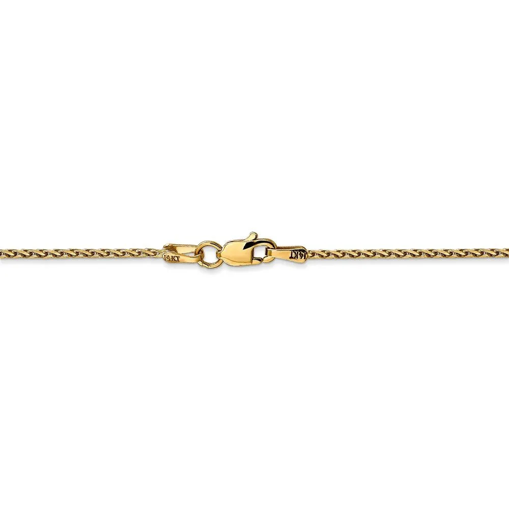 1.5mm 14k Yellow Gold Diamond Cut Round Wheat Chain Anklet