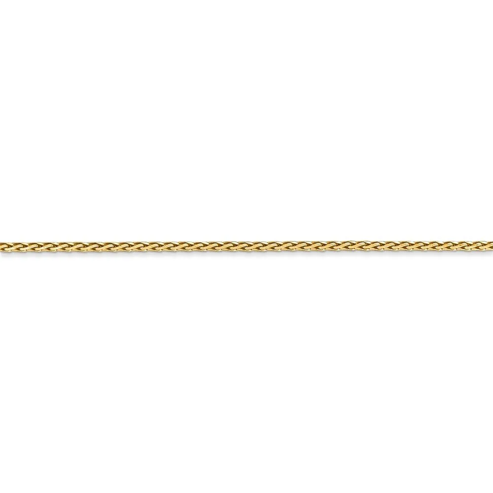 1.5mm 14k Yellow Gold Diamond Cut Round Wheat Chain Anklet