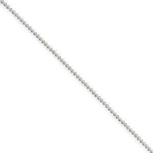 1.5mm Sterling Silver, Solid Beaded Chain Anklet