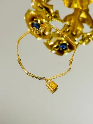 18K Gold Bracelet with Padlock Charm