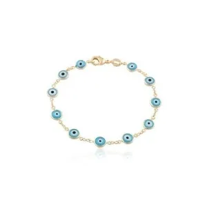 18k Gold Filled Light Blue Color Evil Eye Anklet