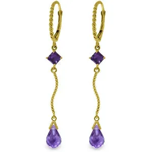 3.5 Carat 14K Solid Yellow Gold Rockstar Amethyst Earrings