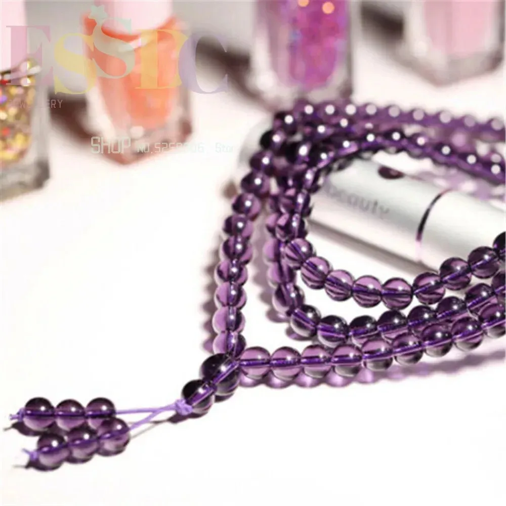 6mm Buddhist Purple Crystal 108 Prayer Beads Mala Bracelet