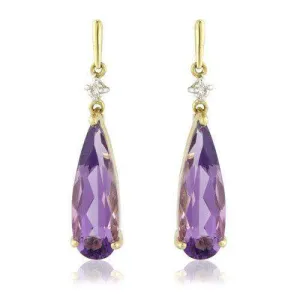 9ct Gold Diamond and Amethyst Earrings - MM7W12DAM