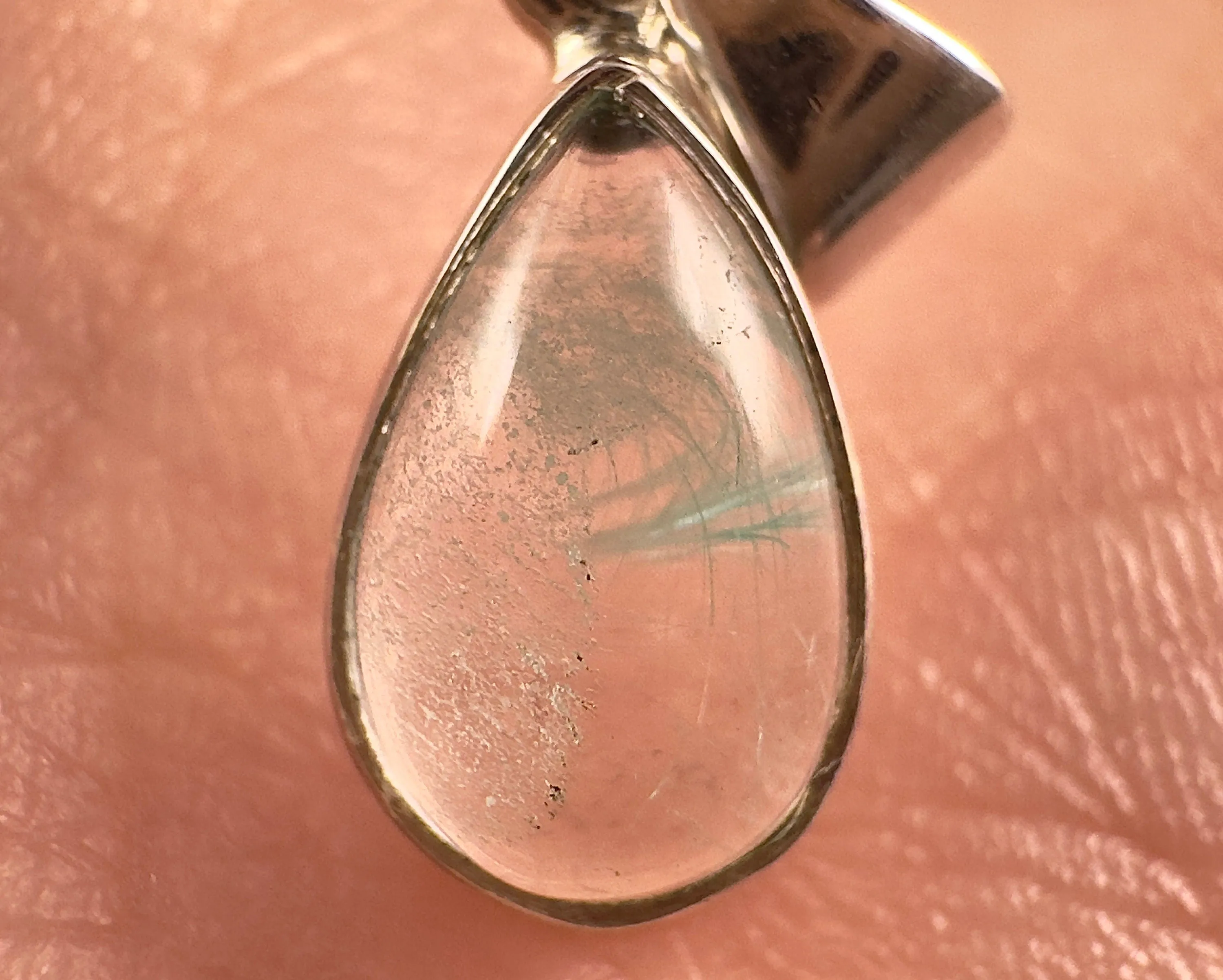 AJOITE Pendant - Sterling Silver, Teardrop - RARE Ajoite Included Quartz Polished Crystal Pendant from Messina, South Africa, 54048