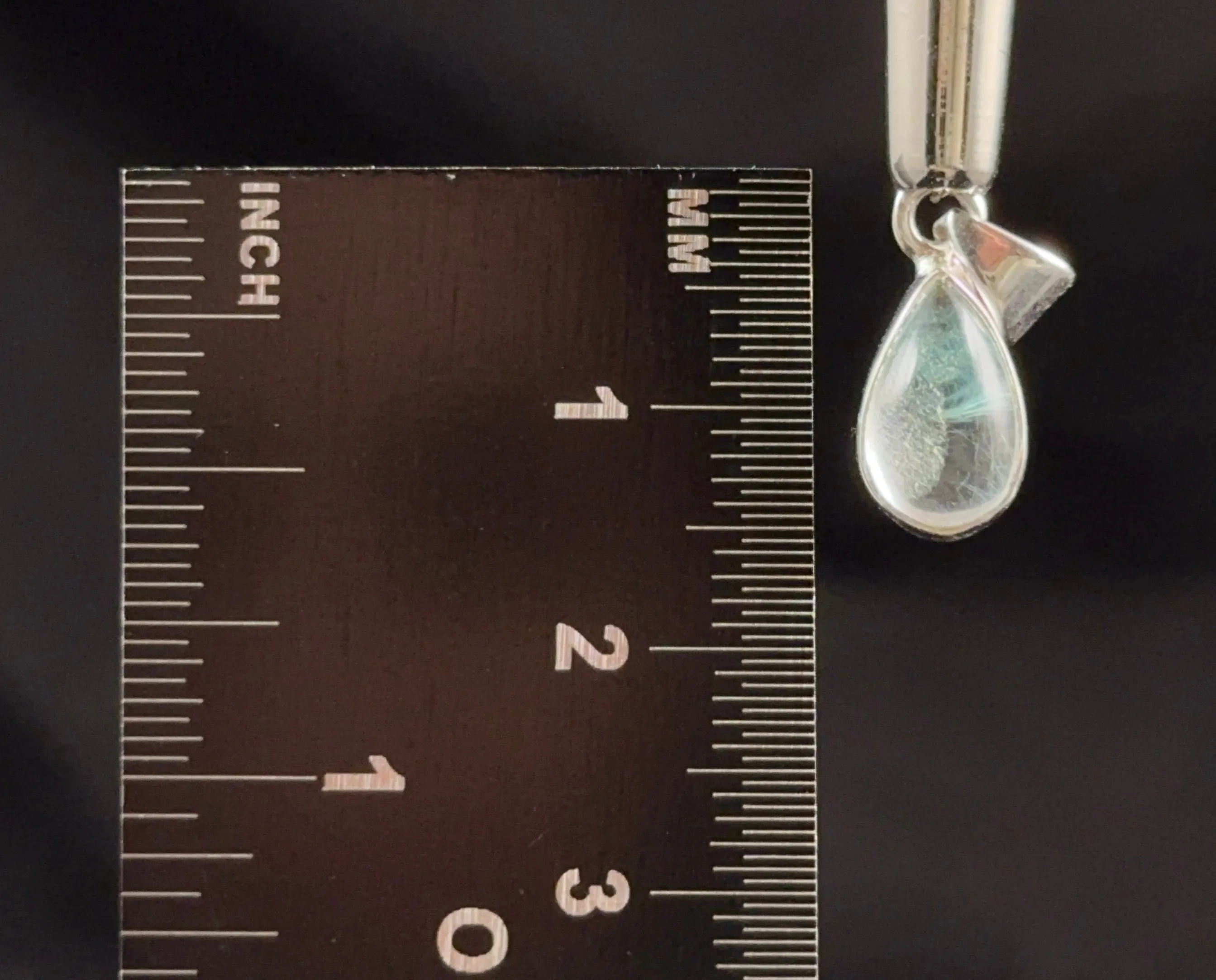 AJOITE Pendant - Sterling Silver, Teardrop - RARE Ajoite Included Quartz Polished Crystal Pendant from Messina, South Africa, 54048