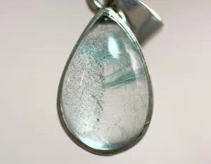 AJOITE Pendant - Sterling Silver, Teardrop - RARE Ajoite Included Quartz Polished Crystal Pendant from Messina, South Africa, 54048