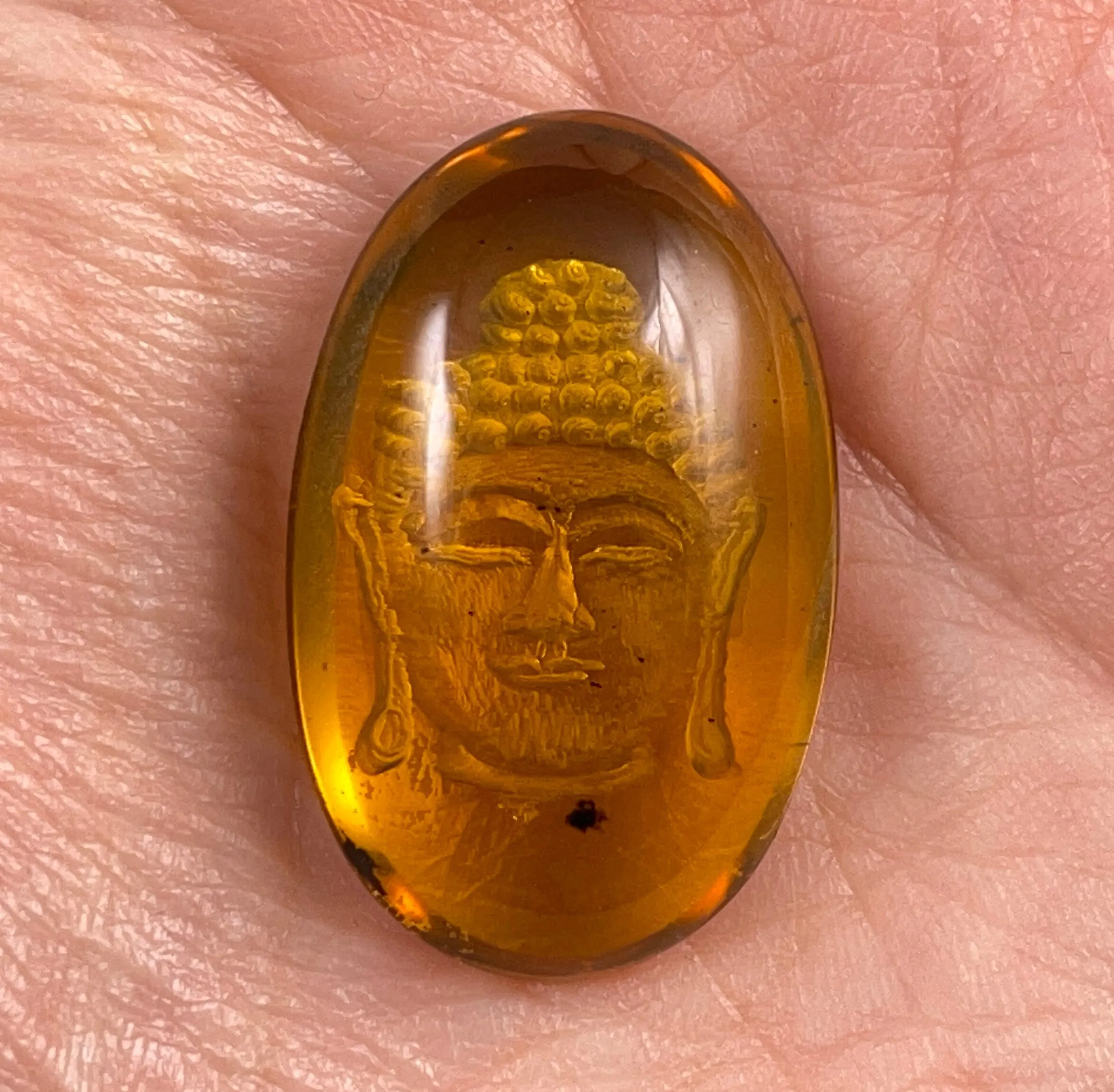 AMBER Crystal Buddha - Crystal Carving, Housewarming Gift, Home Decor, Healing Crystals and Stones, 52542