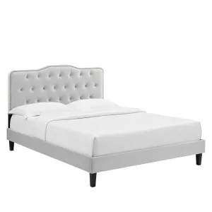 Amber Tufted Performance Velvet King Platform Bed By Modway - MOD-6786 - Light Gray