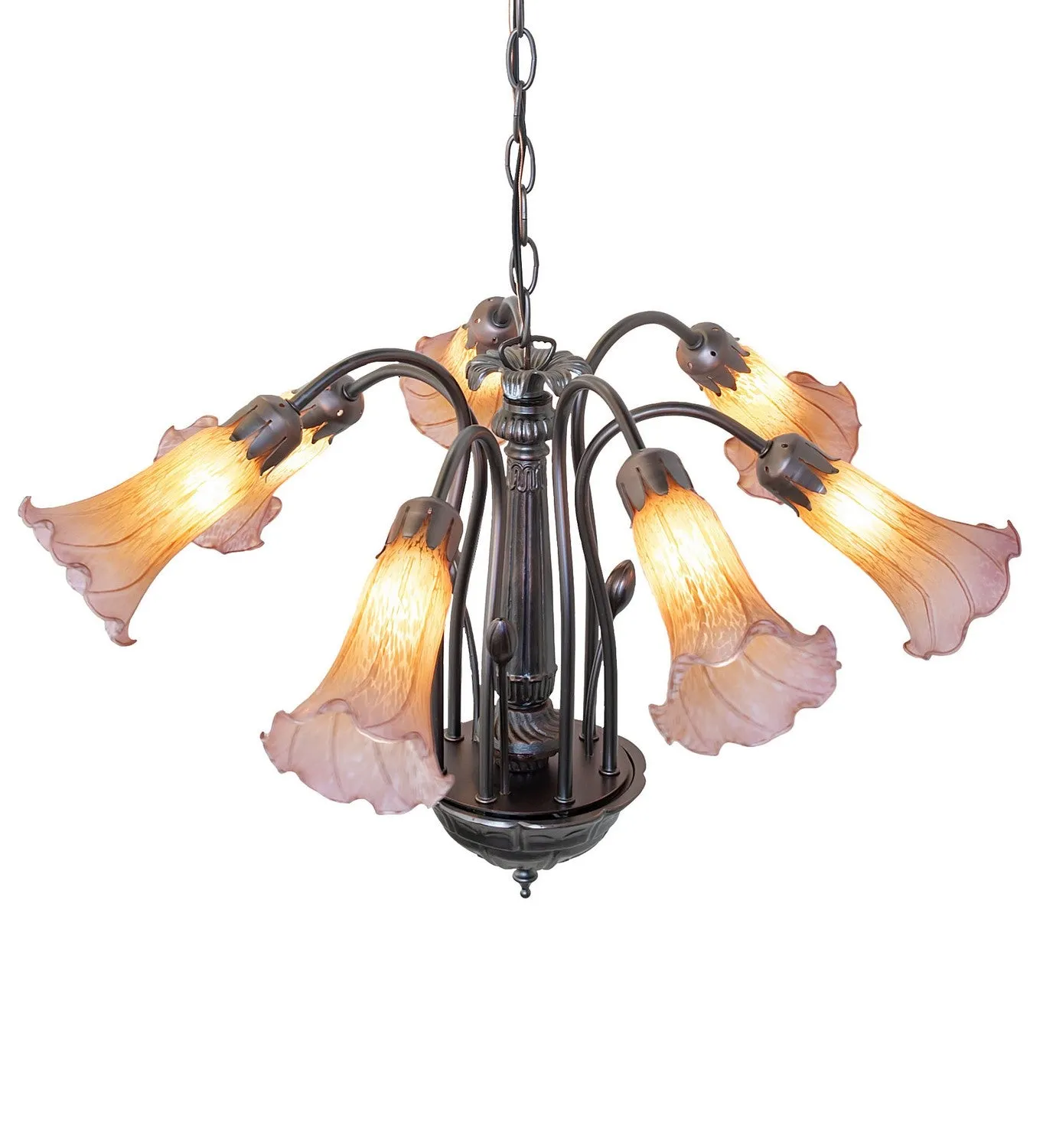 Amber/Purple Seven Light Chandelier