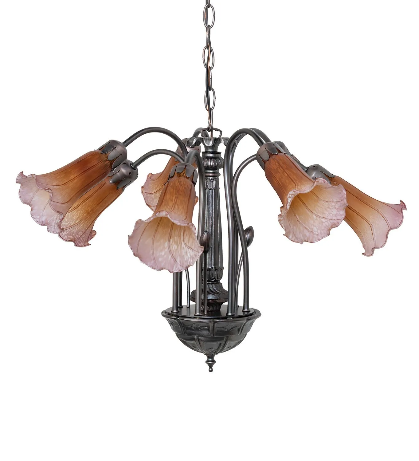 Amber/Purple Seven Light Chandelier