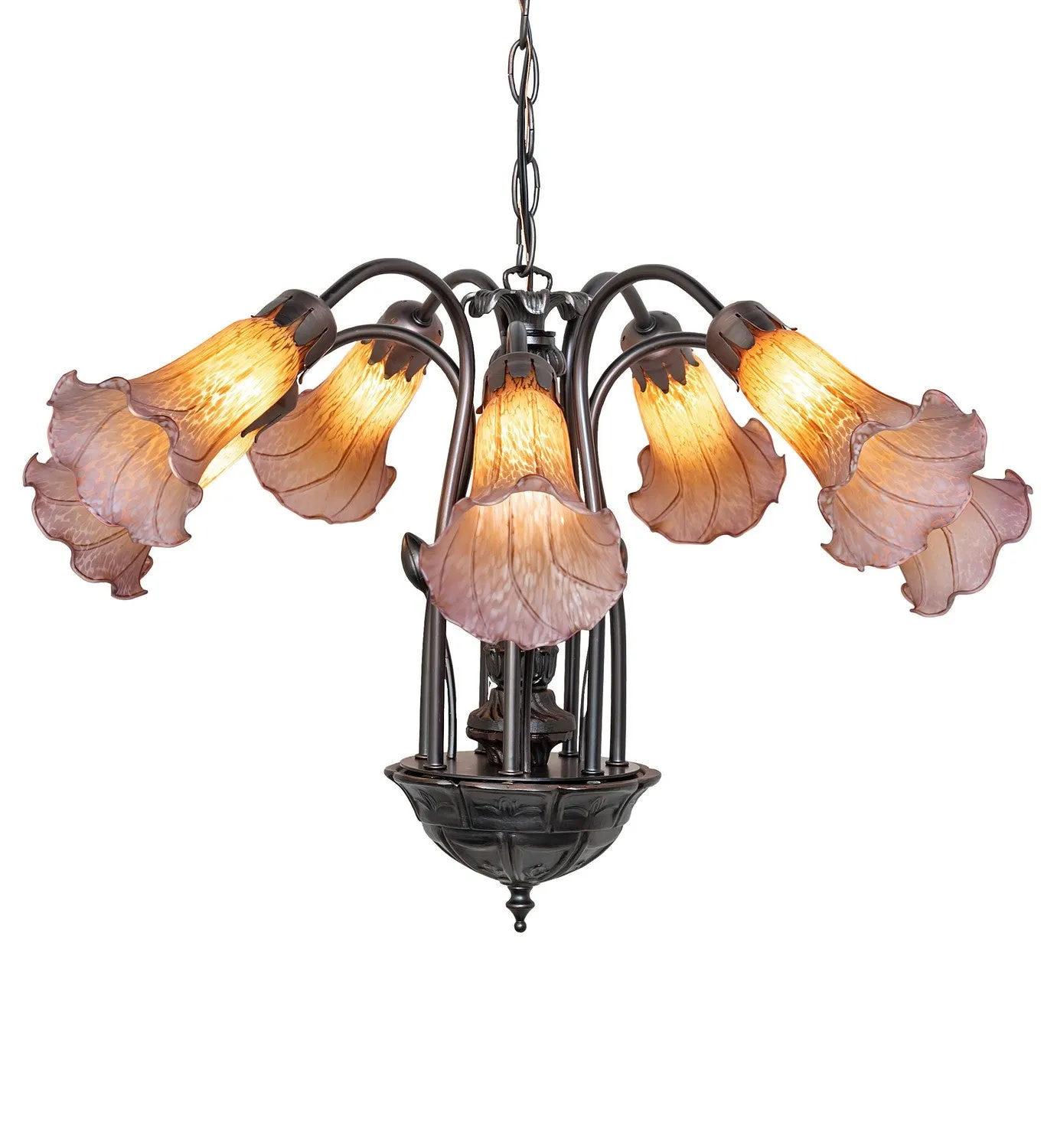 Amber/Purple Seven Light Chandelier