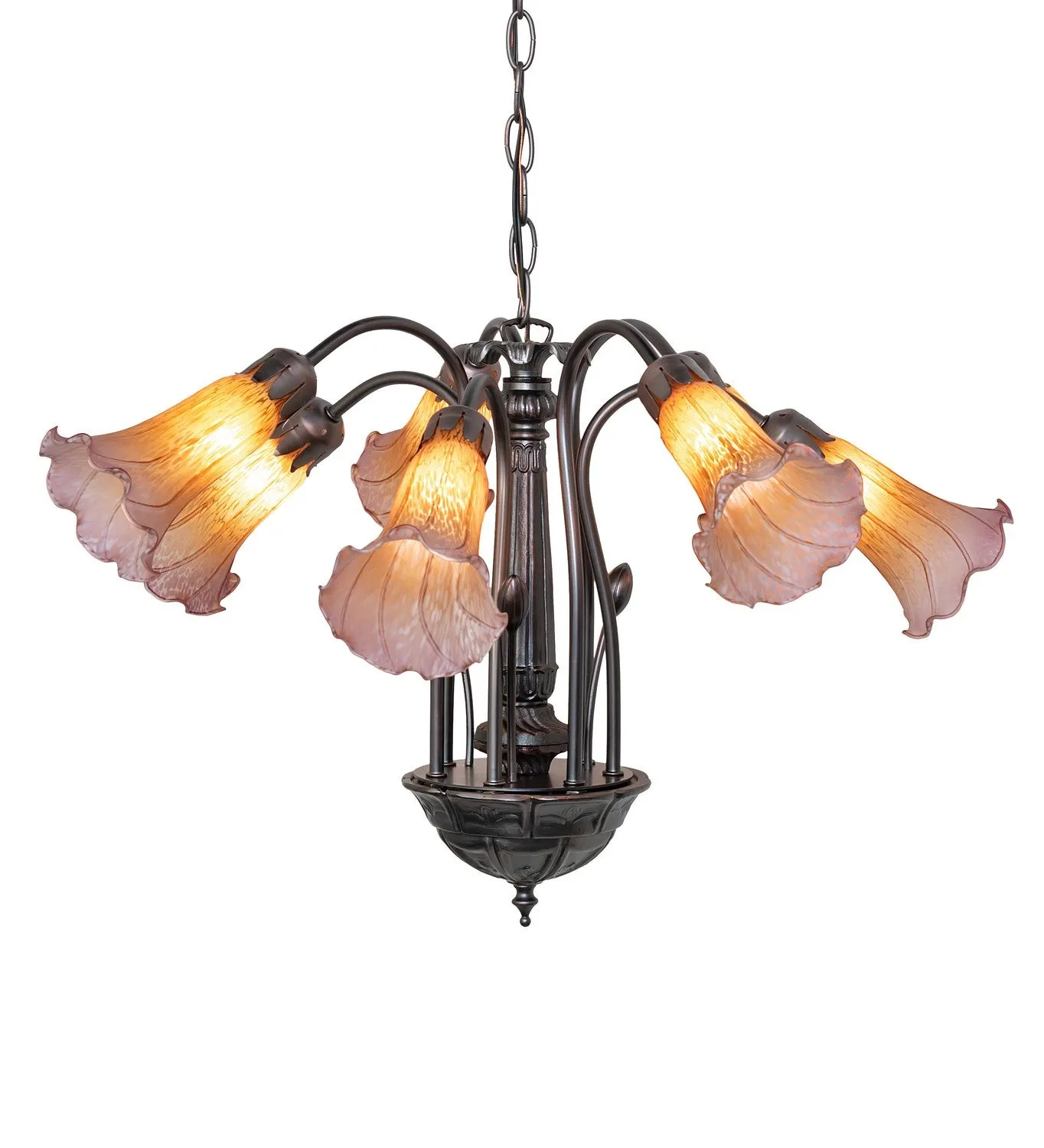 Amber/Purple Seven Light Chandelier