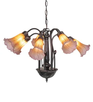 Amber/Purple Seven Light Chandelier