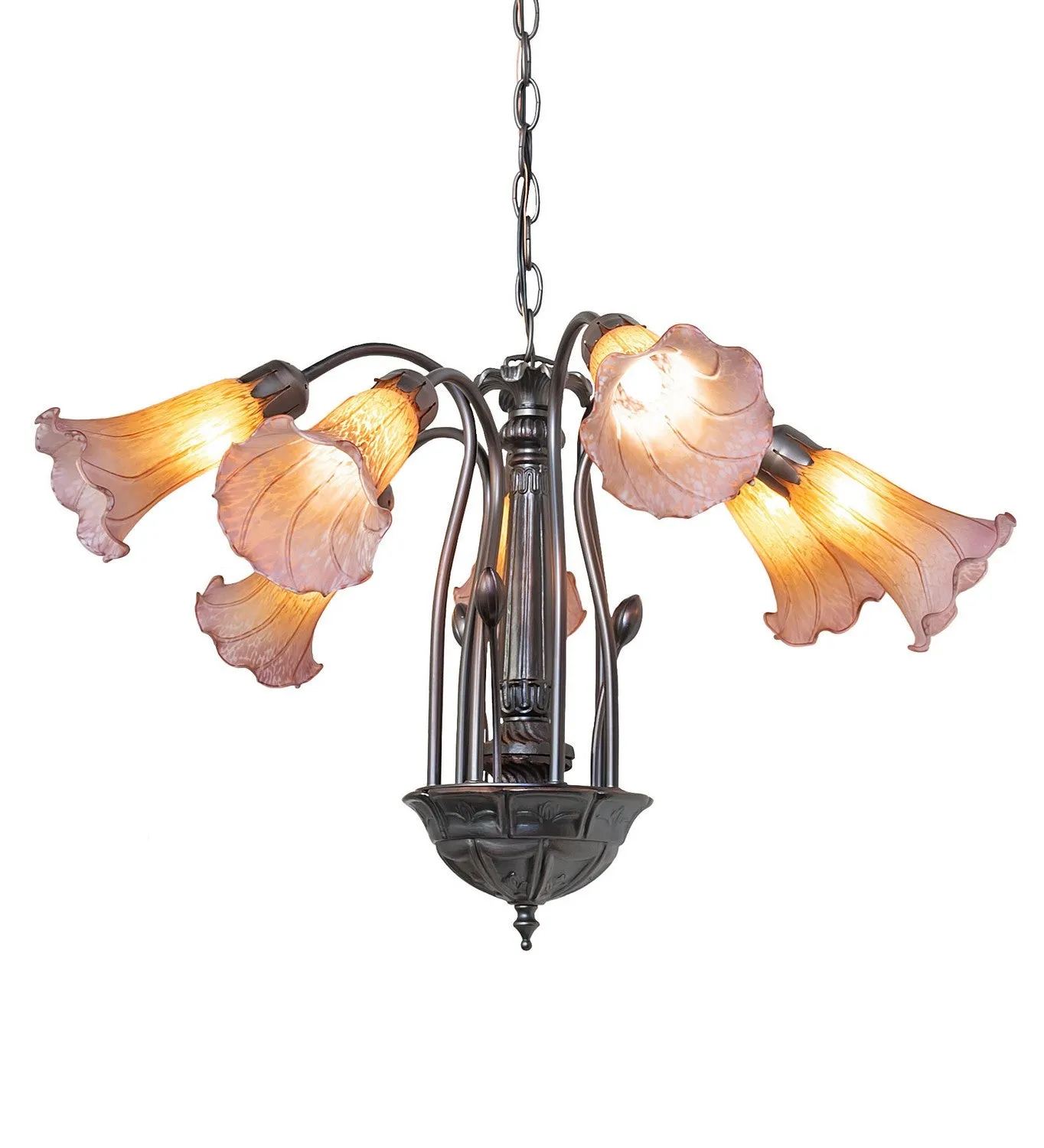 Amber/Purple Seven Light Chandelier