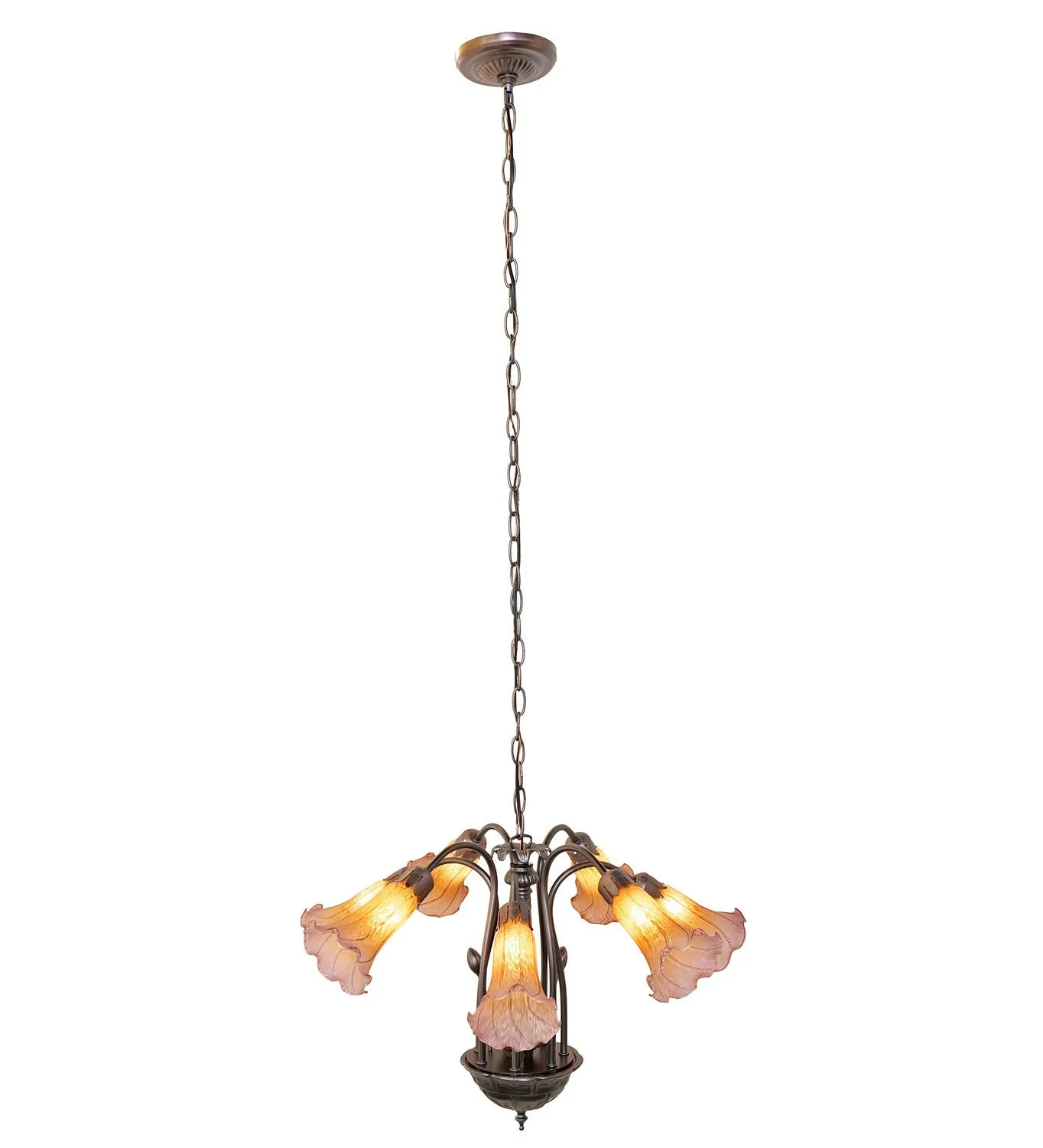 Amber/Purple Seven Light Chandelier