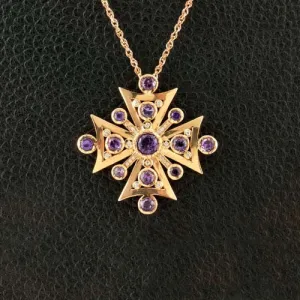 Amethyst & Diamond Cross Pendant