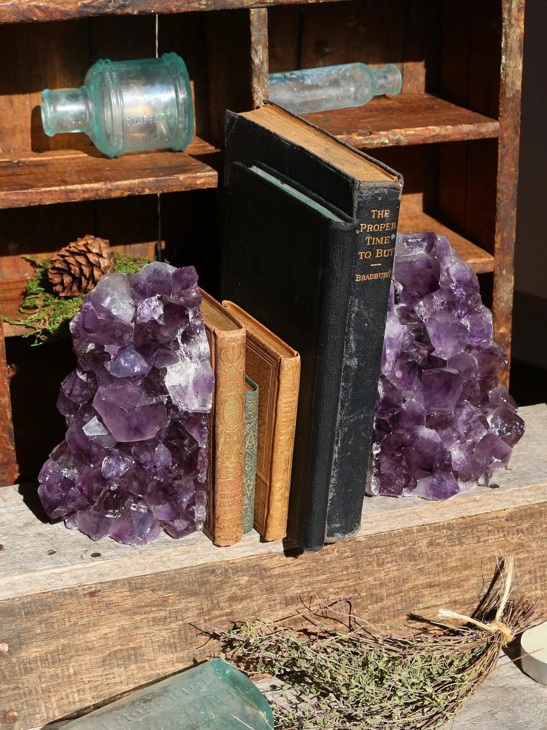 Amethyst Geode Bookends 2.34kg || Large Amethyst Points || Amethyst Geode Pair || Dorm Decor || Crystal Bookends || College Gifts || Boho