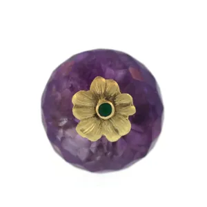 An Amethyst   Emerald Flower Ring