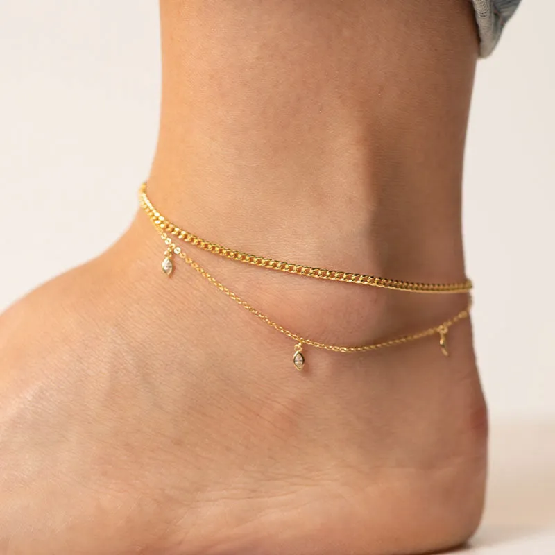 ANKLET WITH ZIRCONIA DROPLETS