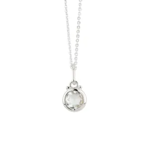 April Birthstone Charm Necklace in Silver