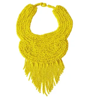 Beaded Bougie Necklace: Yellow