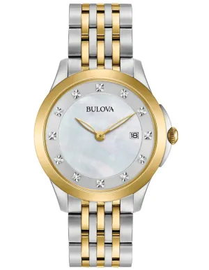 Bulova Womens Diamond Watch - MOP Dial - Stainless - Two-Tone - Bracelet - Date