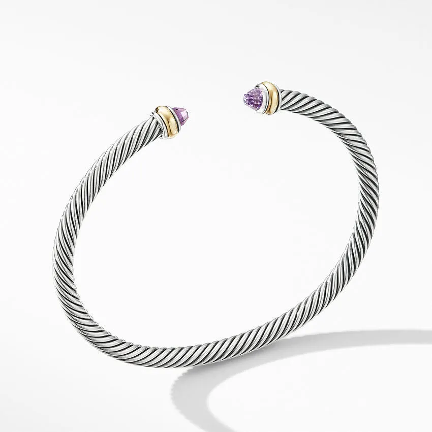 Cable Classics Bracelet in Sterling Silver with Amethyst and 18K Yellow Gold