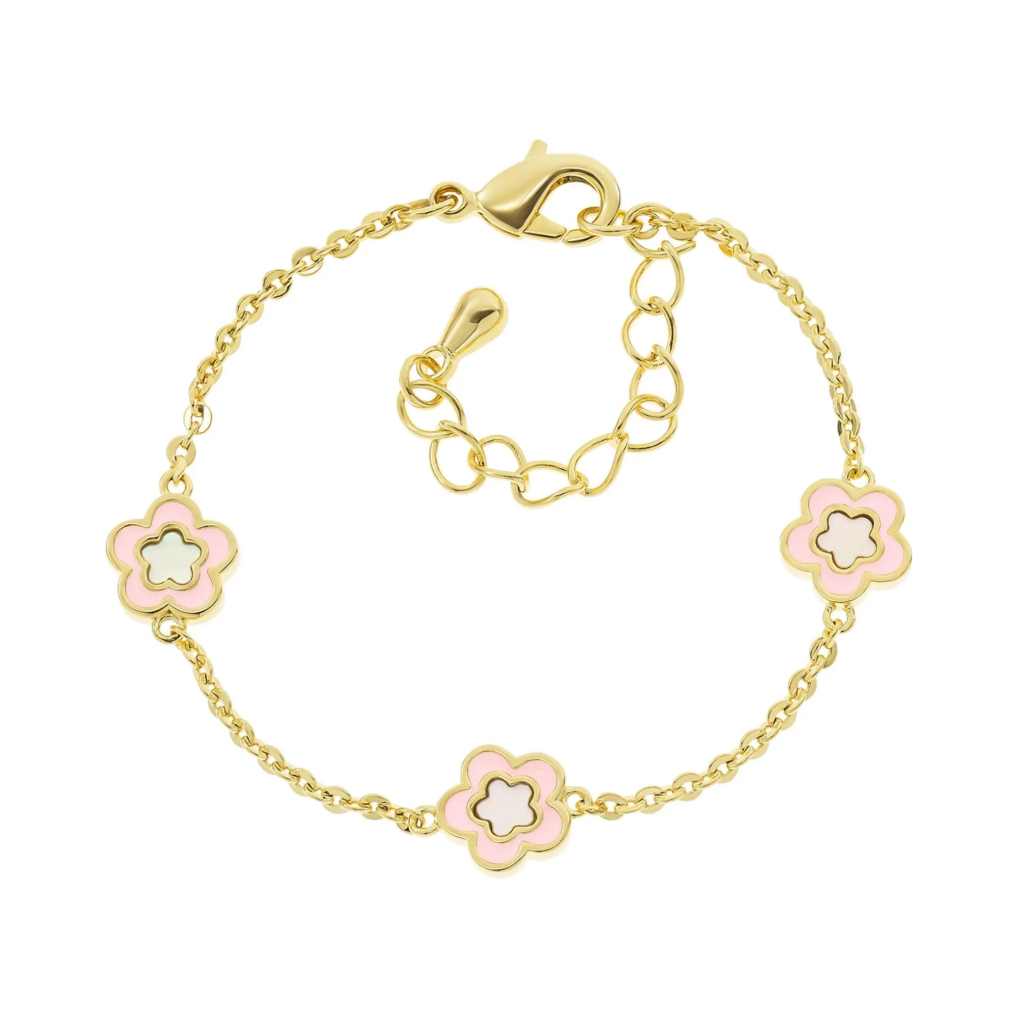 Cameo Collection Mother-of-Pearl Enamel Flower Bracelet