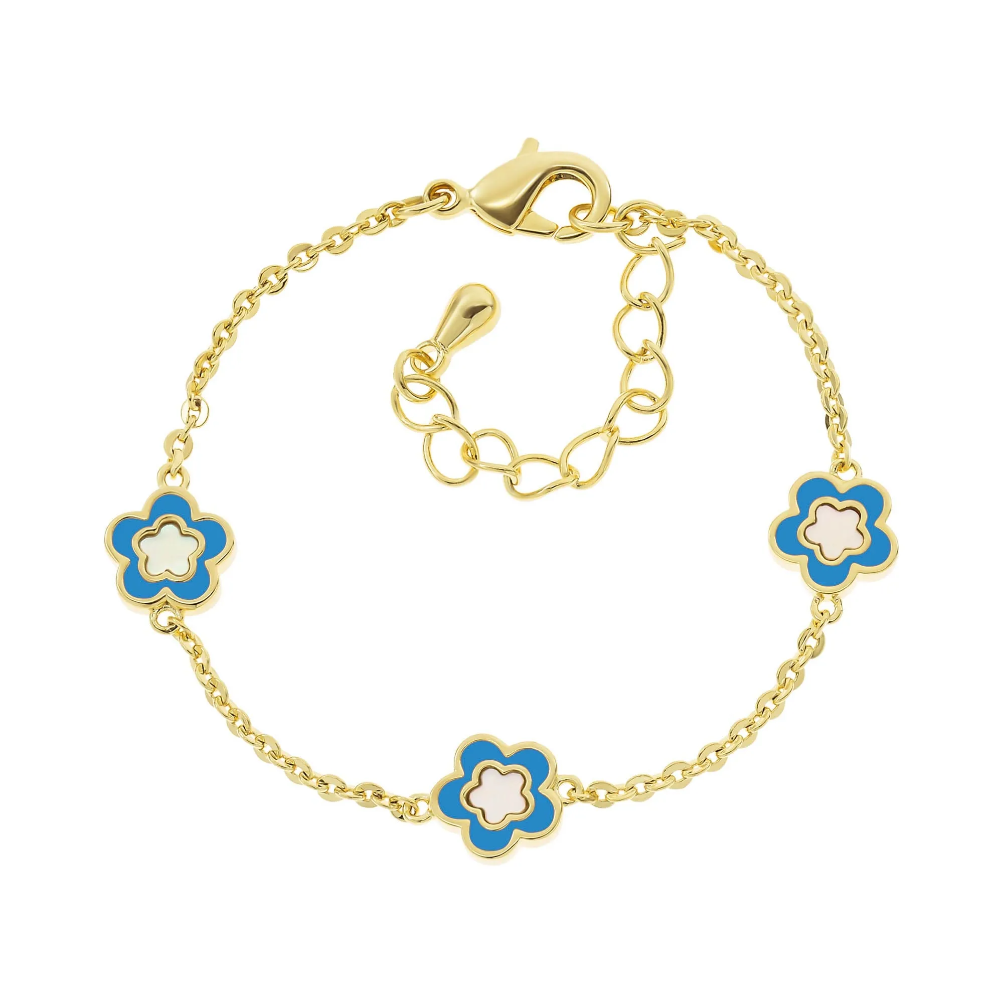 Cameo Collection Mother-of-Pearl Enamel Flower Bracelet