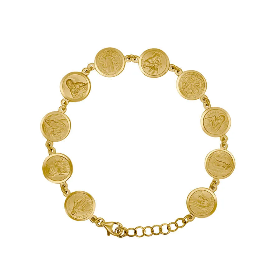 CATHOLIC MEDALS BRACELET - GOLDEN SILVER