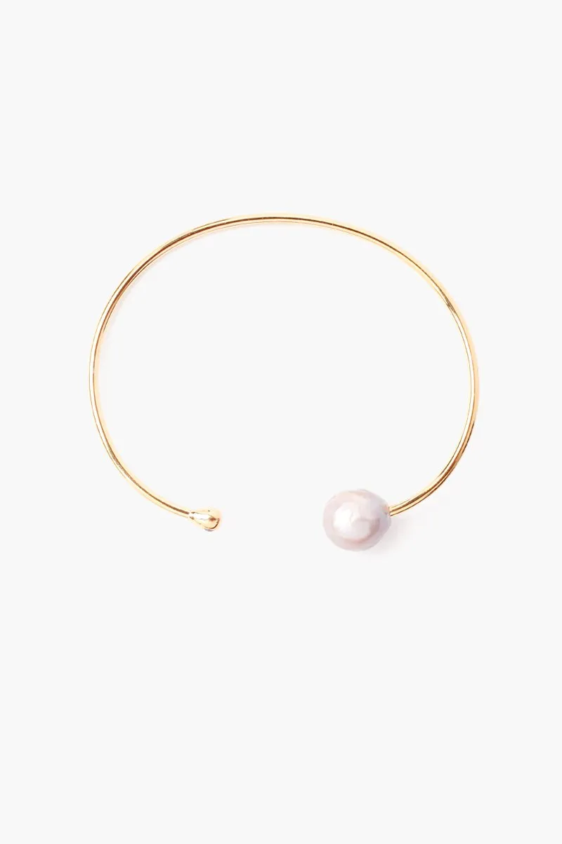 Chan Luu Grey Pearl And Gold Diamond Cuff