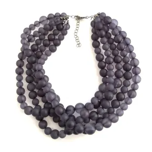 Charcoal Grey Frosted Lucite Beaded Sylvie Statement Necklace