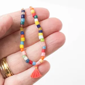 Colorful Fair Trade Recycled Seed Bead Necklace - WS