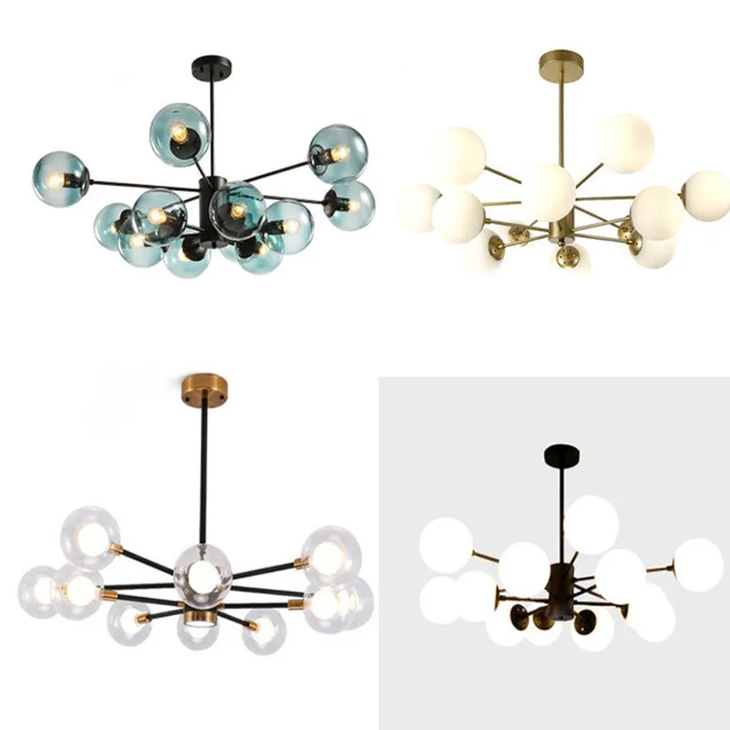 Contemporary 12-Light Chandelier with Amber/Blue/Clear Glass Shades - Perfect for Living Room