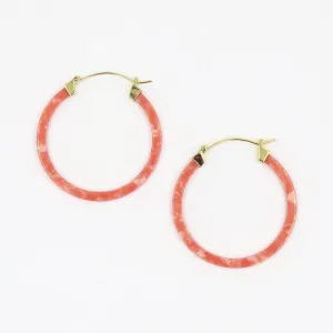 CORAL RESIN HOOP EARRING 50mm