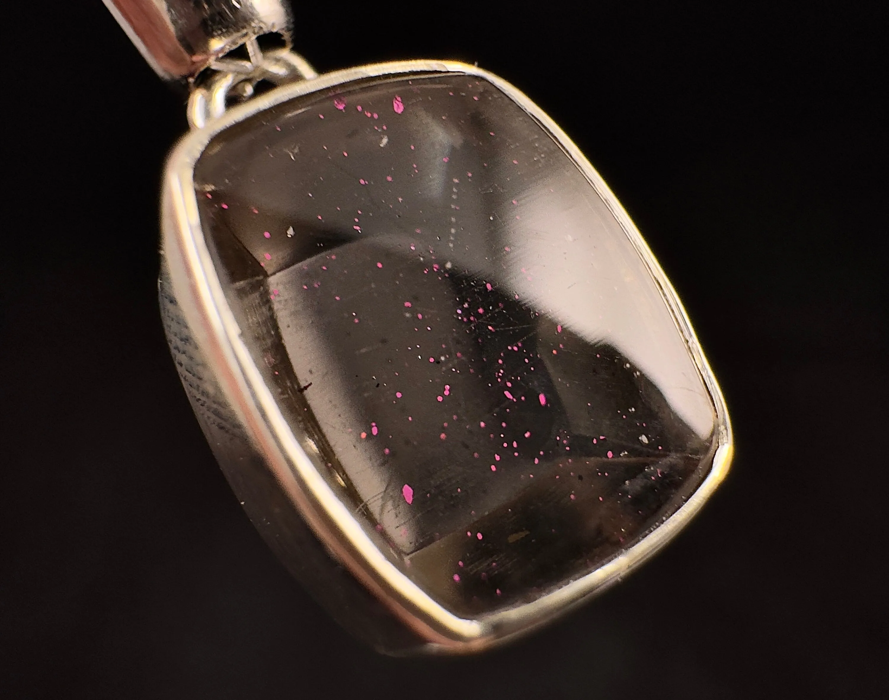 COVELLITE Crystal Pendant - Rare Pink FIRE QUARTZ Crystal with a Polished Finish Set in an Open Back Sterling Silver Bezel, 53860