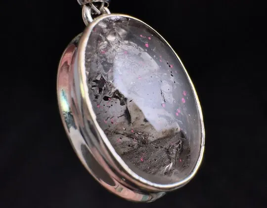 COVELLITE Pink Fire Quartz Crystal Pendant - Fine Jewelry, Healing Crystals and Stones, 53891