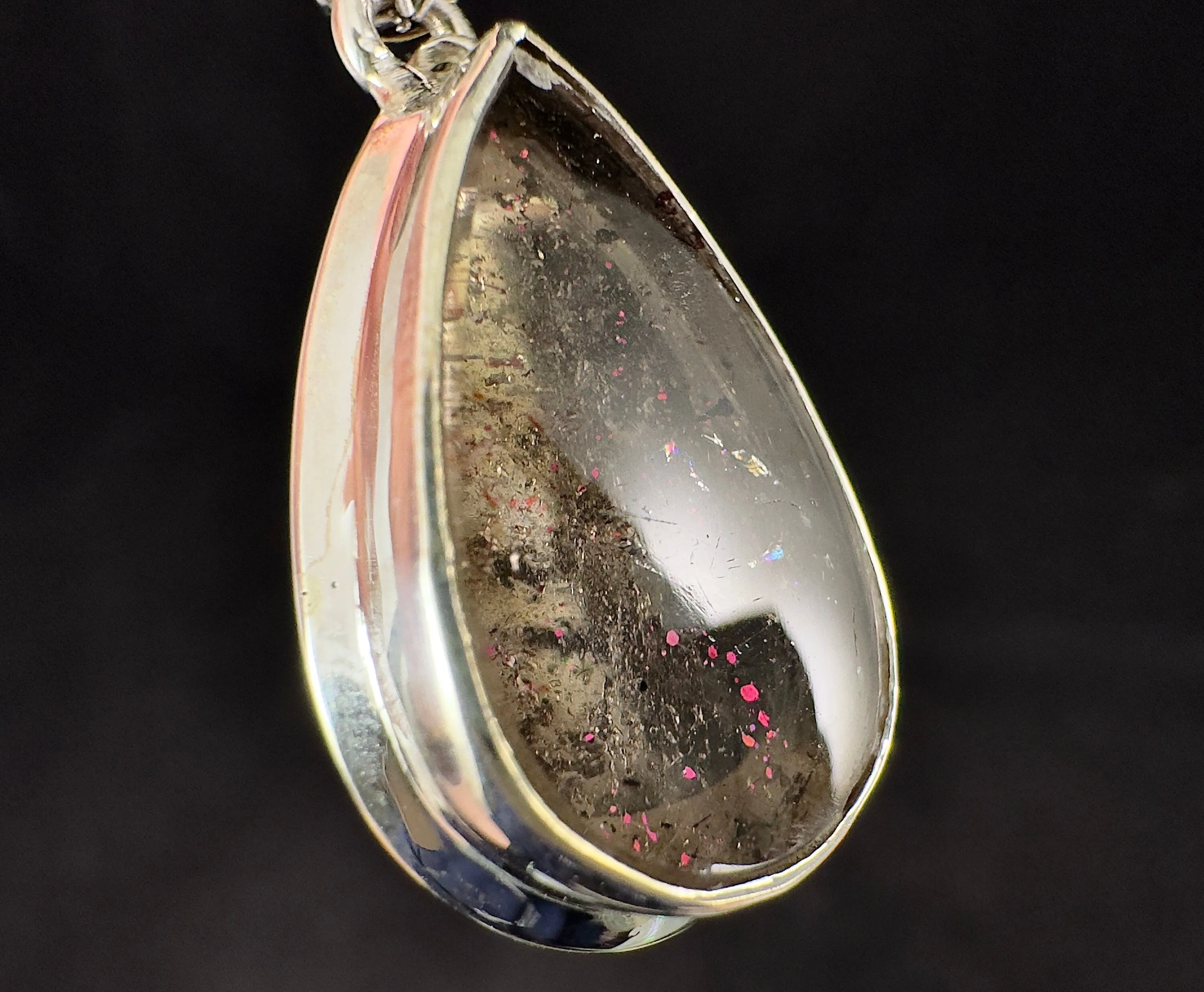 COVELLITE Pink Fire Quartz Crystal Pendant - Fine Jewelry, Healing Crystals and Stones, 54284