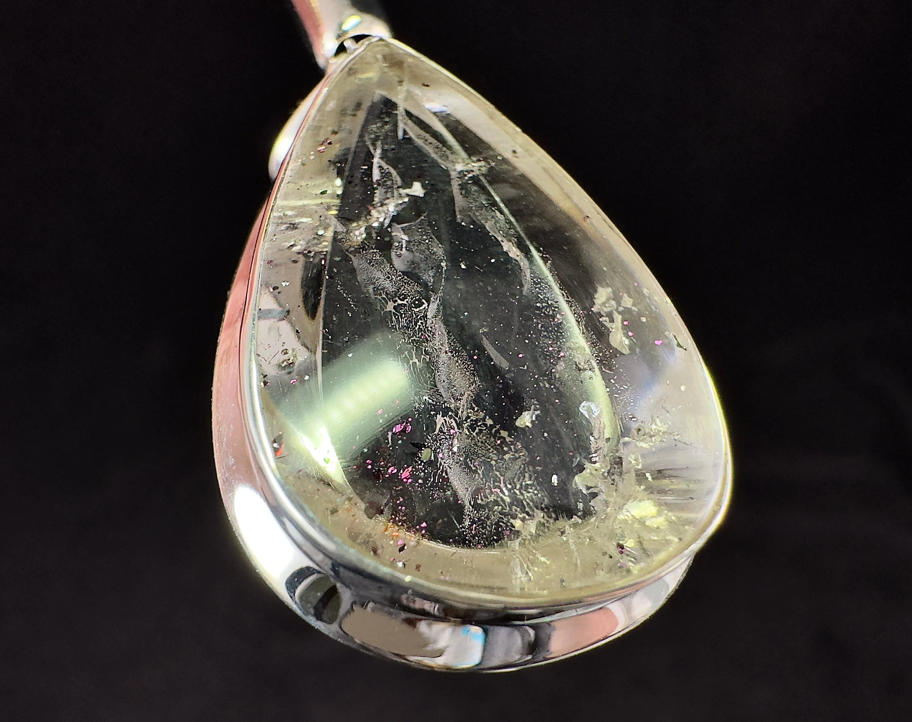 COVELLITE Pink Fire Quartz Crystal Pendant - Fine Jewelry, Healing Crystals and Stones, 54306