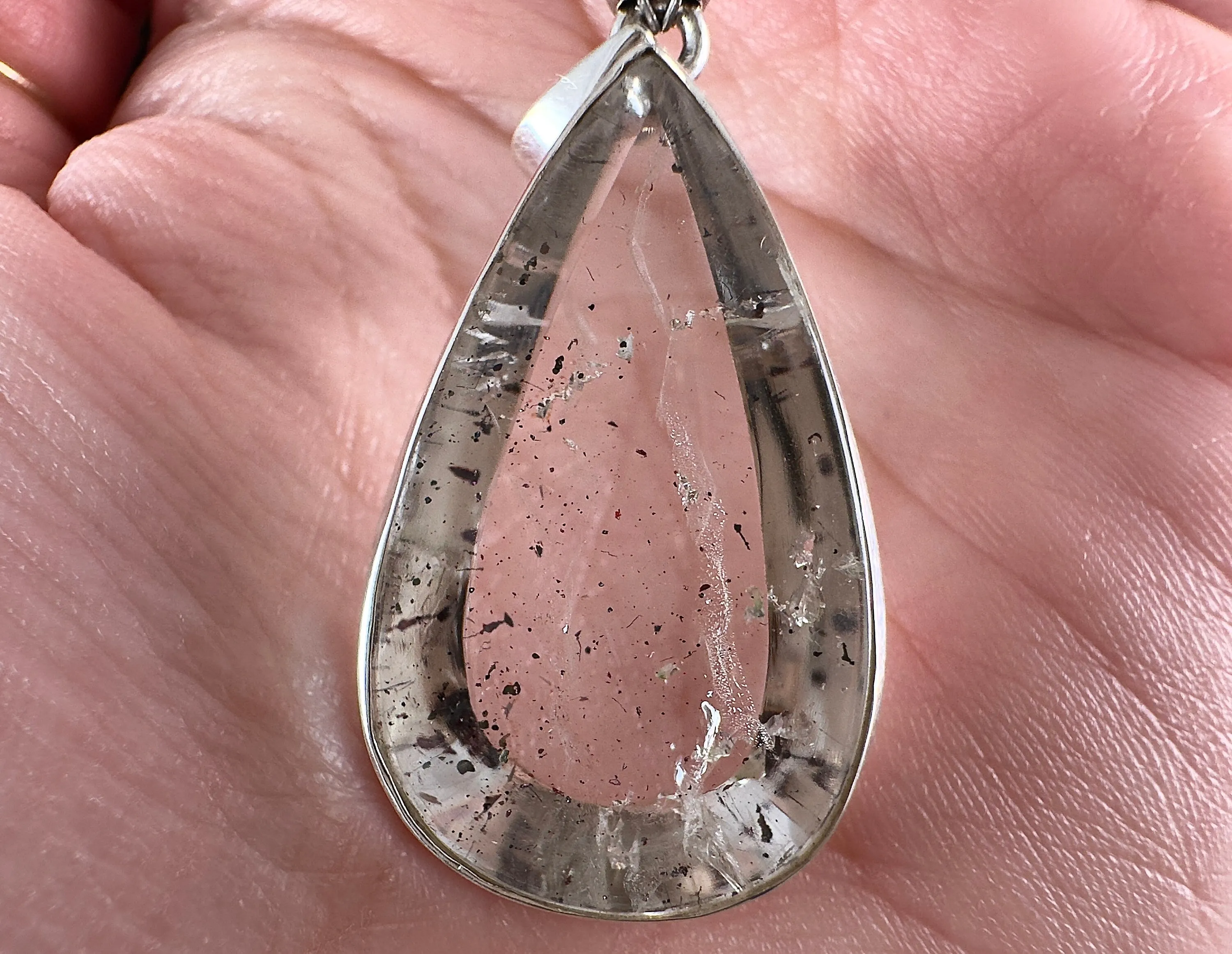 COVELLITE Pink Fire Quartz Crystal Pendant - Fine Jewelry, Healing Crystals and Stones, 54306