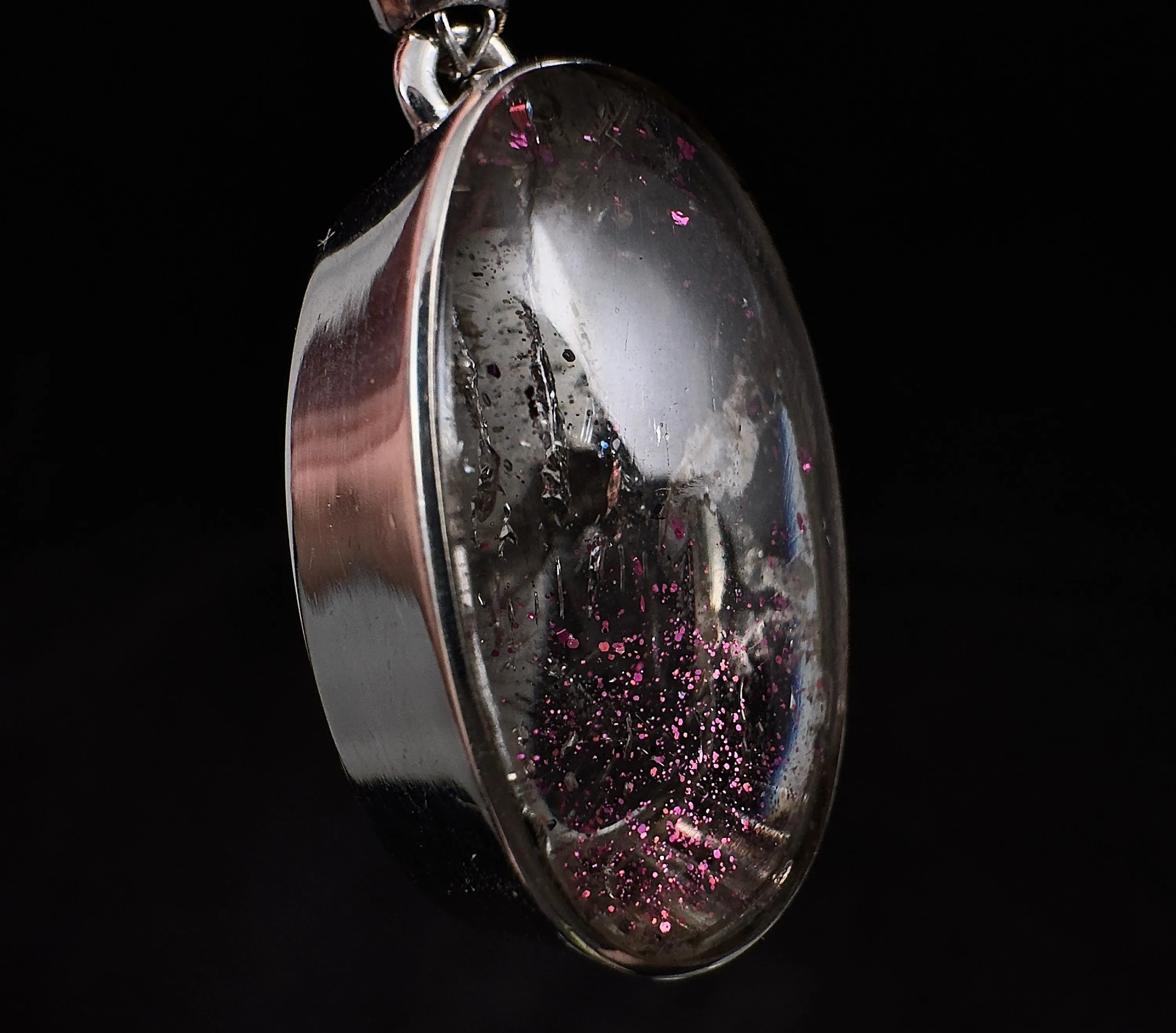 COVELLITE Pink Fire Quartz Crystal Pendant - Handmade Jewelry, Healing Crystals and Stones, 53349