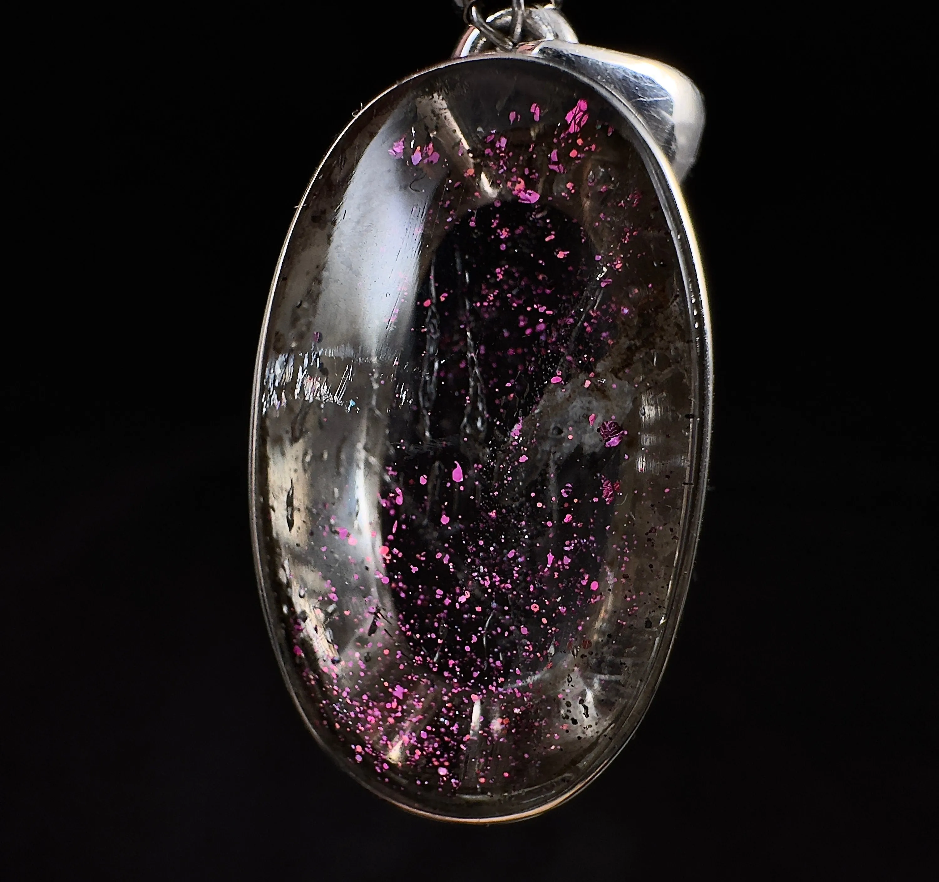 COVELLITE Pink Fire Quartz Crystal Pendant - Handmade Jewelry, Healing Crystals and Stones, 53349