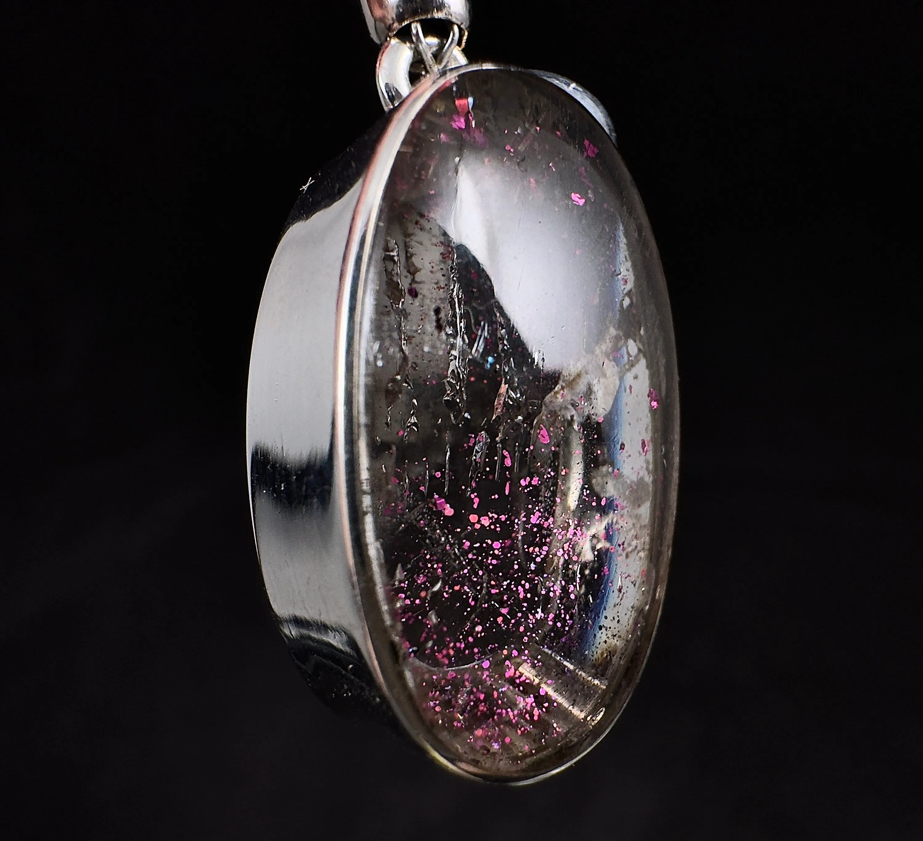 COVELLITE Pink Fire Quartz Crystal Pendant - Handmade Jewelry, Healing Crystals and Stones, 53349