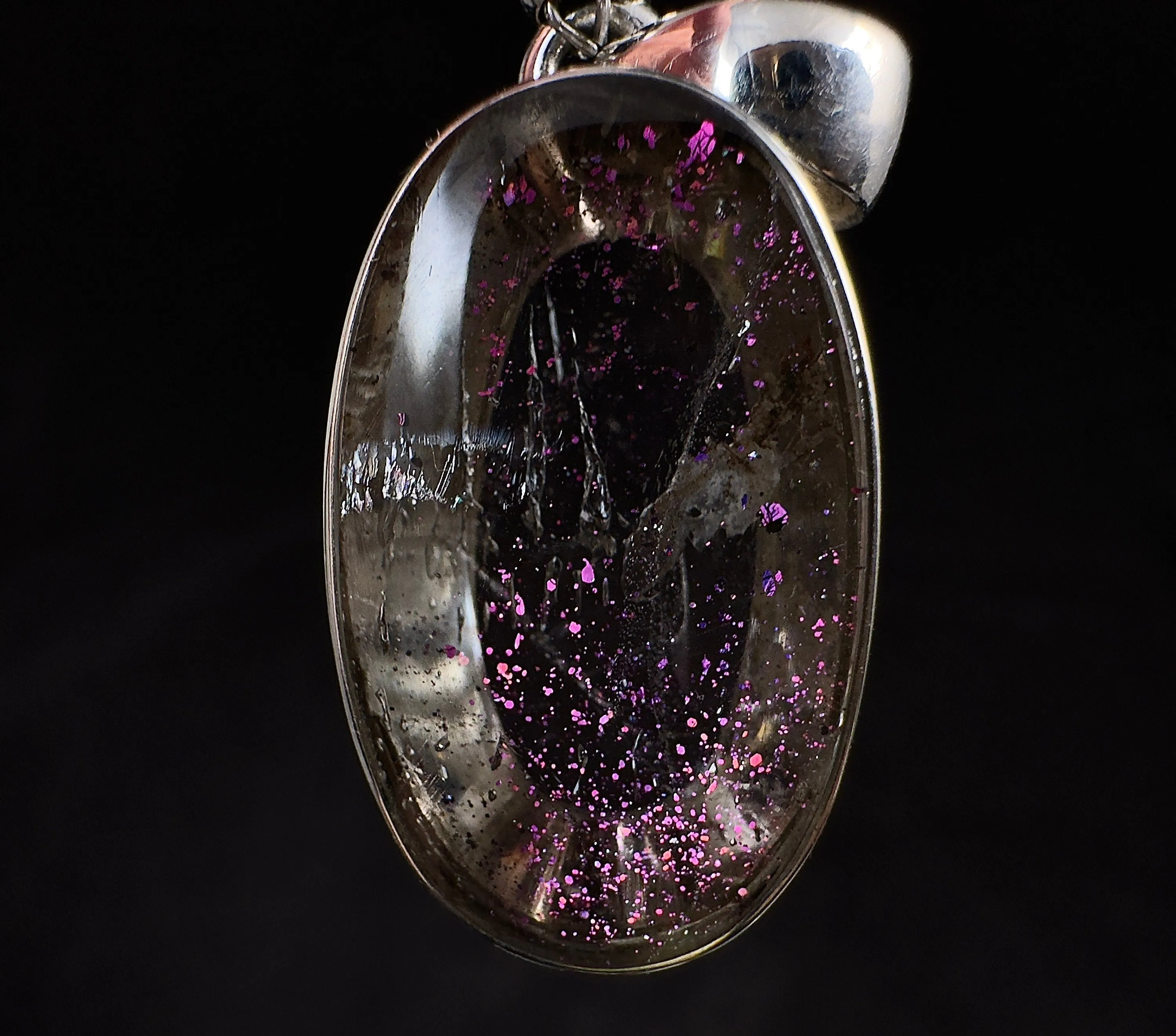 COVELLITE Pink Fire Quartz Crystal Pendant - Handmade Jewelry, Healing Crystals and Stones, 53349