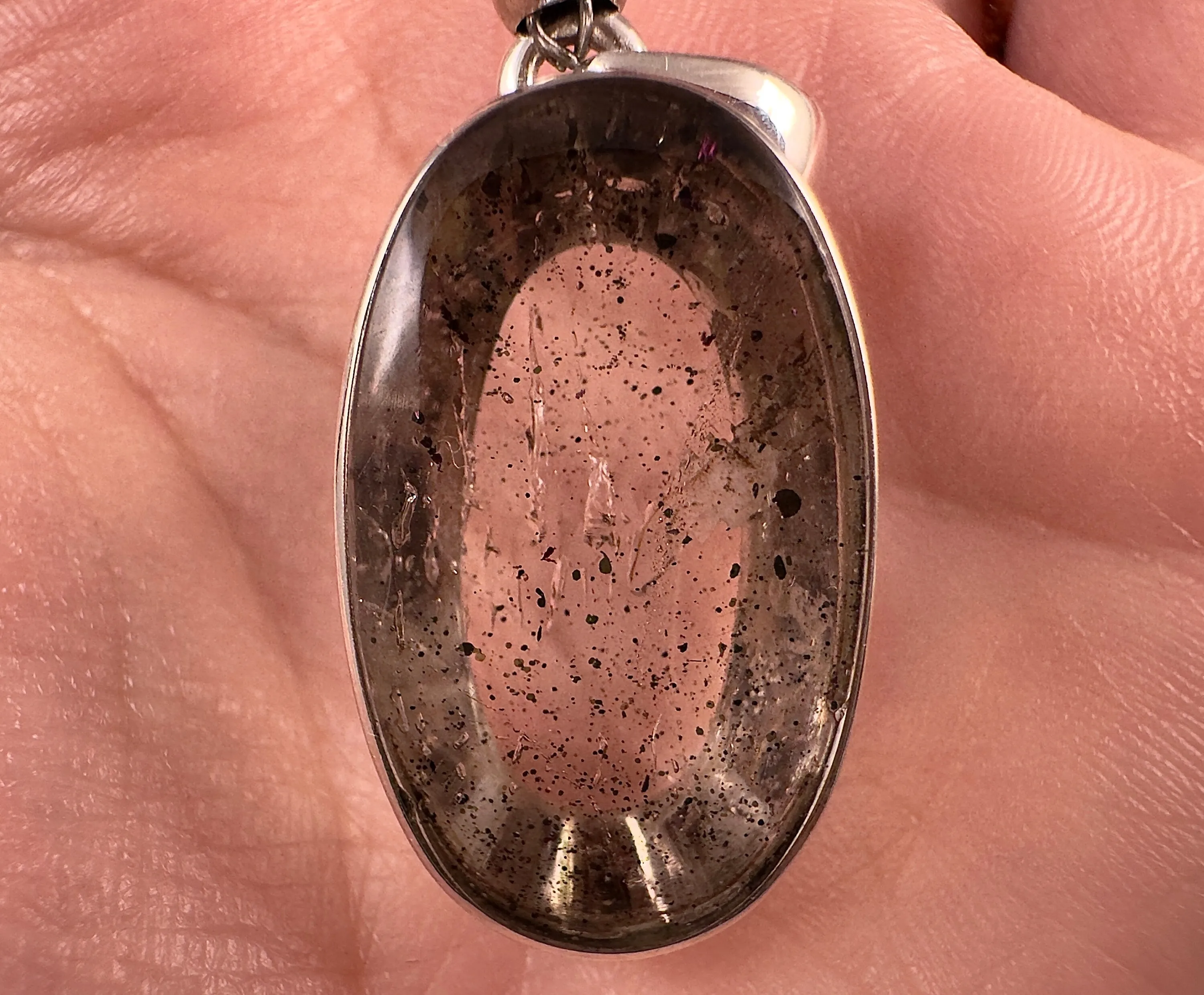 COVELLITE Pink Fire Quartz Crystal Pendant - Handmade Jewelry, Healing Crystals and Stones, 53349